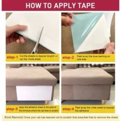 Ruban Anti-Rayures Pour Chats, Protecteur De Meubles De 8 Pièces, Feuilles De Ruban De Dressage Anti-Rayures Transparentes Double Face Pour Chats - Canapé, Porte, Murs, Protecteur De Tapis -Amis Poils Soldes Boutique 96839220 2