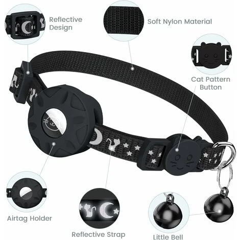 Lot De 2 Colliers Airtag Pour Animaux De Compagnie, Collier Pour Chat Tout-en-un Avec Dispositif De Retenue AirTag Et Clochette, Collier Pour Chat Réfléchissant Avec Boucle De Sécurité Cassante, Adapt 3 Lot De 2 Colliers Airtag Pour Animaux De Compagnie, Collier Pour Chat Tout-en-un Avec Dispositif De Retenue AirTag Et Clochette, Collier Pour Chat Réfléchissant Avec Boucle De Sécurité Cassante, Adapt – Image 3