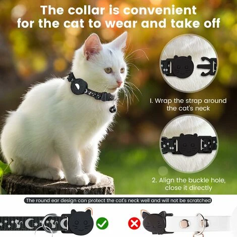 Lot De 2 Colliers Airtag Pour Animaux De Compagnie, Collier Pour Chat Tout-en-un Avec Dispositif De Retenue AirTag Et Clochette, Collier Pour Chat Réfléchissant Avec Boucle De Sécurité Cassante, Adapt 5 Lot De 2 Colliers Airtag Pour Animaux De Compagnie, Collier Pour Chat Tout-en-un Avec Dispositif De Retenue AirTag Et Clochette, Collier Pour Chat Réfléchissant Avec Boucle De Sécurité Cassante, Adapt – Image 5