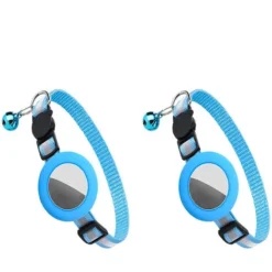 Lot De 2 Colliers Pour Animaux De Compagnie, Collier Airtag Pour Chat, Collier Airtag Pour Chat Avec Cloche Et Fermeture De Sécurité, 3/8" De Large, Collier Réfléchissant Avec Support Airtag Imperméab