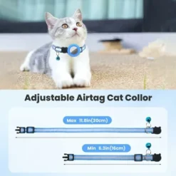 Lot De 2 Colliers Pour Animaux De Compagnie, Collier Airtag Pour Chat, Collier Airtag Pour Chat Avec Cloche Et Fermeture De Sécurité, 3/8" De Large, Collier Réfléchissant Avec Support Airtag Imperméab -Amis Poils Soldes Boutique 97247668 4