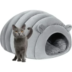 Niche Pour Chat Chaud Grotte De Dôme Moelleux Lit De Chaton Chenil Panier De Chien Douillet Lit Nid Intérieur Pour Animaux De Compagnie Sac De Couchage Avec Coussin Amovible Pour Chiot Petits Animaux