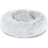 Panier Rond Chien Coussin Chat Panier Donut Doux Et Chaud, Gris Clair, Dimension Extérieure Ø 40 Cm (S)