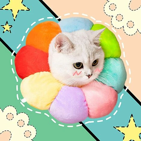 Collar, Collier De Récupération Pour Chat Collerette De Protection Ajustable Soft Edge Respirant Conçu Collier De Protection Pour Animal De Compagnie, Fleur Du Soleil Coloré, M 2 Collar, Collier De Récupération Pour Chat Collerette De Protection Ajustable Soft Edge Respirant Conçu Collier De Protection Pour Animal De Compagnie, Fleur Du Soleil Coloré, M – Image 2