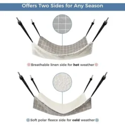 Hamac Pour Chat, Hamac Respirant Pour Cage Pour Animal Domestique Avec Sangles Réglables Et Crochets En Métal, Lit Hamac Suspendu Double Face Pour Chat, Furet, Chiot, Autres Petits Animaux -Amis Poils Soldes Boutique 97507093 4