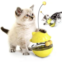 Distributeur De Nourriture Pour Chat Jouets De Friandises, Boule De Friandises Pour Animaux De Compagnie À Alimentation Lente, Jouet D'Entraînement Iq De Style Gobelet Amusant Avec Deux Boules Roulant