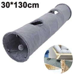 Tunnel Pliable Pour Chat, Tunnel De Jeu En Daim Durable Avec Balle Et Trou, Pour Chats, Lapins, Chatons, Chiots Et Petits Animaux De Compagnie