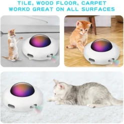 Jouet Interactif Pour Chat Pour Chats D'intérieur Avec Plume Rotative, Jouet électronique Interactif Pour Chat UFO (mode Intelligent, Faible Bruit, Arrêt Automatique, Plume Mobile Aléatoire, Chargemen -Amis Poils Soldes Boutique 97558836 3