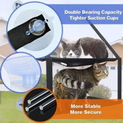 Siège De Fenêtre Pour Chat Hamac Pour Chat Siège De Fenêtre Double Grand Chat Gain De Place Pour Chat Perchoir De Sécurité Durable Monté Sur Fenêtre Avec 6 Ventouses Convient Aux Grands Et Petits Chat -Amis Poils Soldes Boutique 97558871 5