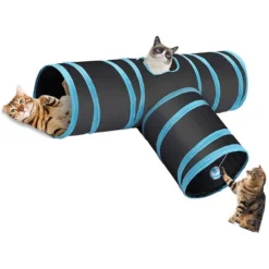 Jouet Pour Chat Pliable En Forme De T à 3 Voies Avec Tunnel Pour Chat Avec Trou Pour Chat, Chaton, Chaton