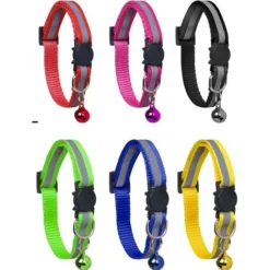 Collier Chat Anti étranglement Réglable Réfléchissant Avec Pendentif Porte-Adresse Anti-Perdue Clochette Et Boucle De Sécurité, Fourniture D'animaux Domestique Multicolore Mignon