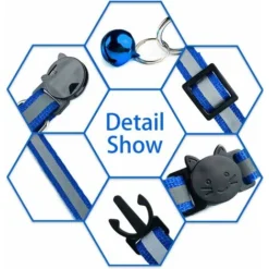 Collier Chat Anti étranglement Réglable Réfléchissant Avec Pendentif Porte-Adresse Anti-Perdue Clochette Et Boucle De Sécurité, Fourniture D'animaux Domestique Multicolore Mignon -Amis Poils Soldes Boutique 97631811 3