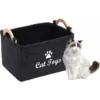 MOWZE Panier De Rangement Pour Jouets Pour Chat -Bote De Rangement Avec Manche En Bois, Rangementbox Pour Jouets Pour Chat,vêtements Et Accessoires Animaux-Gris Foncé