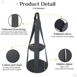 Hamac Suspendu Pour Chat - Lit Pour Chat D'intérieur Nid De Balanoire Pour Chat Cadeaux 50x50x120 Cm -Amis Poils Soldes Boutique 99807677 3