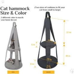 Hamac Suspendu Pour Chat - Lit Pour Chat D'intérieur Nid De Balanoire Pour Chat Cadeaux 50x50x120 Cm -Amis Poils Soldes Boutique 99807677 4